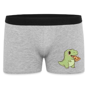 T-Rex mange une pizza - Boxer Homme - gris chiné - Devant