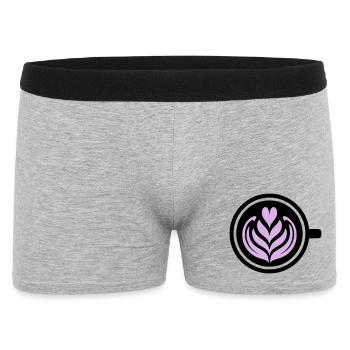Coffee Love : Latte Art Heart Vector - Boxer Homme - gris chiné - Devant