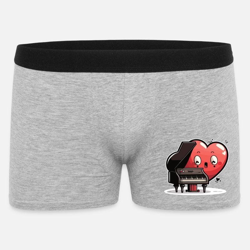 Herzklang am Pianoforte - Männer Boxer Shorts - Grau meliert