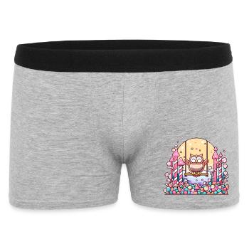 Zuckersüßer Eulen-Swing im Candyland - Männer Boxer Shorts - Grau meliert - Vorne
