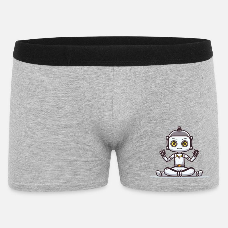 Kleiner Roboter im Lotussitz - Männer Boxer Shorts - Grau meliert