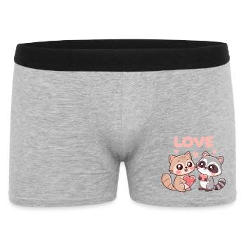Duo Cats and Raccoons Hearts of Love - Men's Boxer Shorts - heather grey - Front
