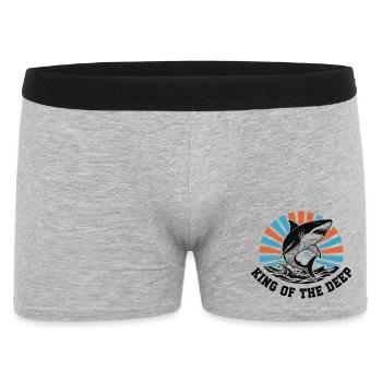 Haikönig des tiefen Ausbruchs - Männer Boxer Shorts - Grau meliert - Vorne