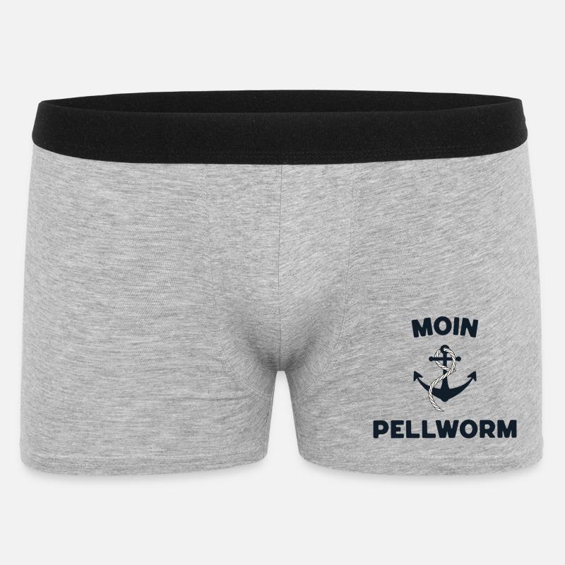 Moin Pellworm – Maritimes Anker-Design - Männer Boxer Shorts - Grau meliert