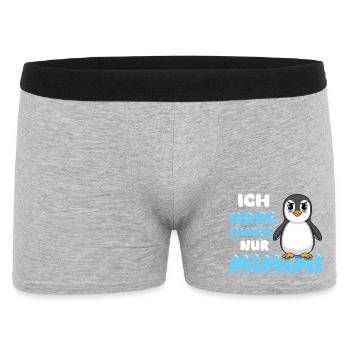 Ich Höre Immer Nur Ein Mimimi Pinguin - Männer Boxer Shorts - Grau meliert - Vorne