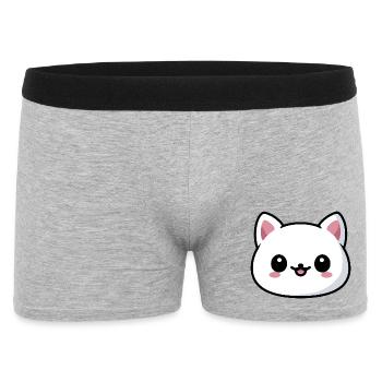 Tête de chat kawaii style mignon - Boxer Homme - gris chiné - Devant