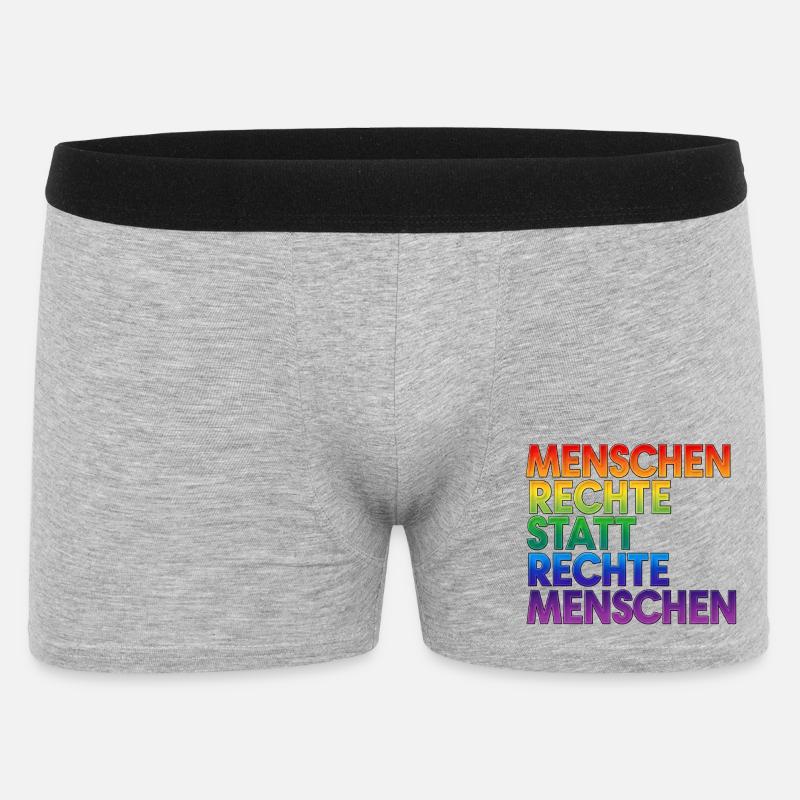 Regenbogen Statement Spruch Menschenrechte - Männer Boxer Shorts - Grau meliert