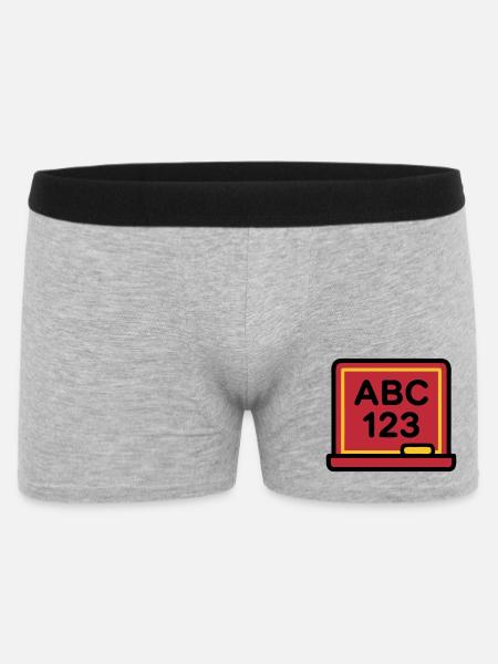 Schultafel ABC 123 Einschulung - Männer Boxer Shorts - Grau meliert