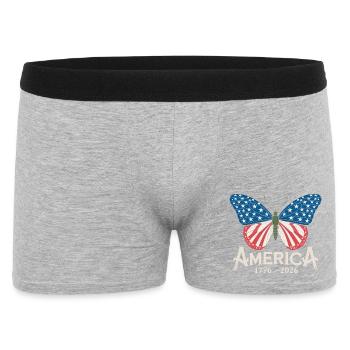 America 250 Patriotischer Schmetterling 4. Juli - Männer Boxer Shorts - Grau meliert - Vorne