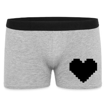 Black Heart Black Pixel Heart Gift - Men's Boxer Shorts - heather grey - Front