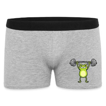 Süßer Frosch beim Fitness Training Cartoon - Männer Boxer Shorts - Grau meliert - Vorne