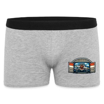 Retro Propeller Flugzeug Hangar - Männer Boxer Shorts - Grau meliert - Vorne