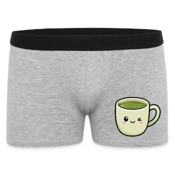 Kawaii Winking Matcha Tasse de thé vert - Boxer Homme - gris chiné - Devant
