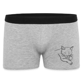 Silhouette du chat endormi aux lignes noires - Boxer Homme - gris chiné - Devant