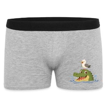 Crocodile drôle avec mouette - Boxer Homme - gris chiné - Devant