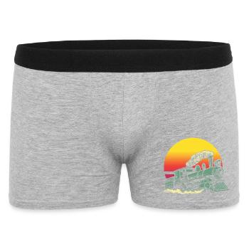 Locomotive rétro vintage Sunset Train - Boxer Homme - gris chiné - Devant