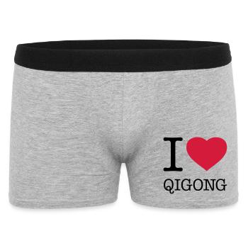 I LOVE QIGONG - Männer Boxer Shorts - Grau meliert - Vorne