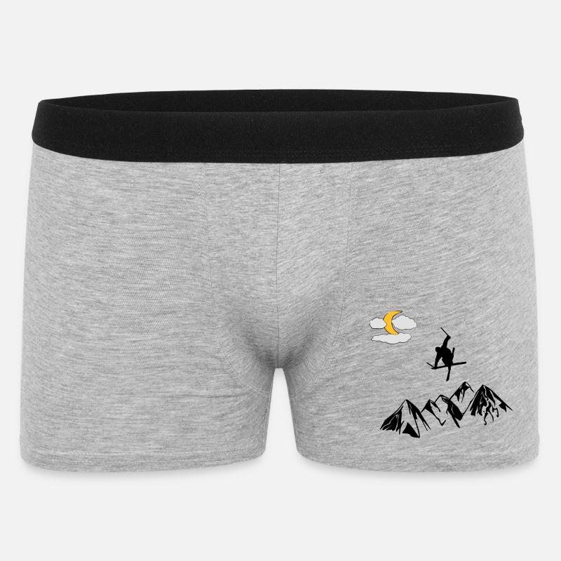 Berg mit Ski Freestyler - Männer Boxer Shorts - Grau meliert