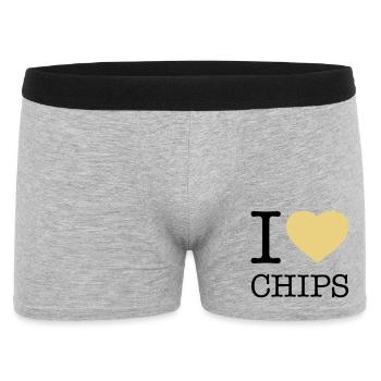 I LOVE CHIPS - Men's Boxer Shorts - heather grey - Front