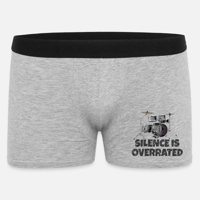 Silence is overrated - Drummer Drum Kit - Männer Boxer Shorts - Grau meliert