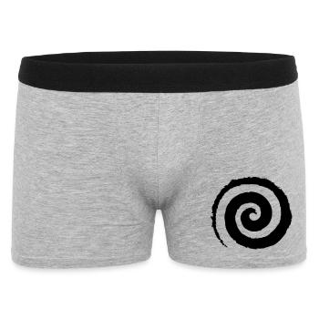 Schwarze Pinselstrich-Spirale - Männer Boxer Shorts - Grau meliert - Vorne
