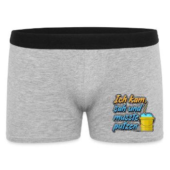 Ich kam, sah und musste putzen - Männer Boxer Shorts - Grau meliert - Vorne