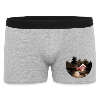 petite maison suédoise à l'orée de la forêt en sépia - Boxer Homme - gris chiné - Devant