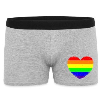 Cœur LGBTQ | Dans un style vintage - Boxer Homme - gris chiné - Devant