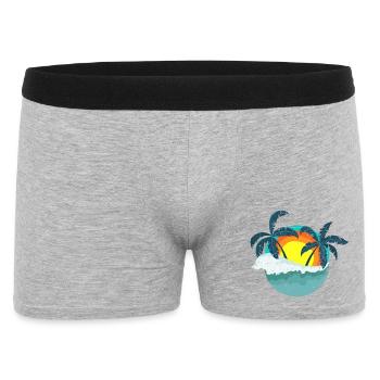 Coucher de soleil tropical sur l’île des palmiers - Boxer Homme - gris chiné - Devant