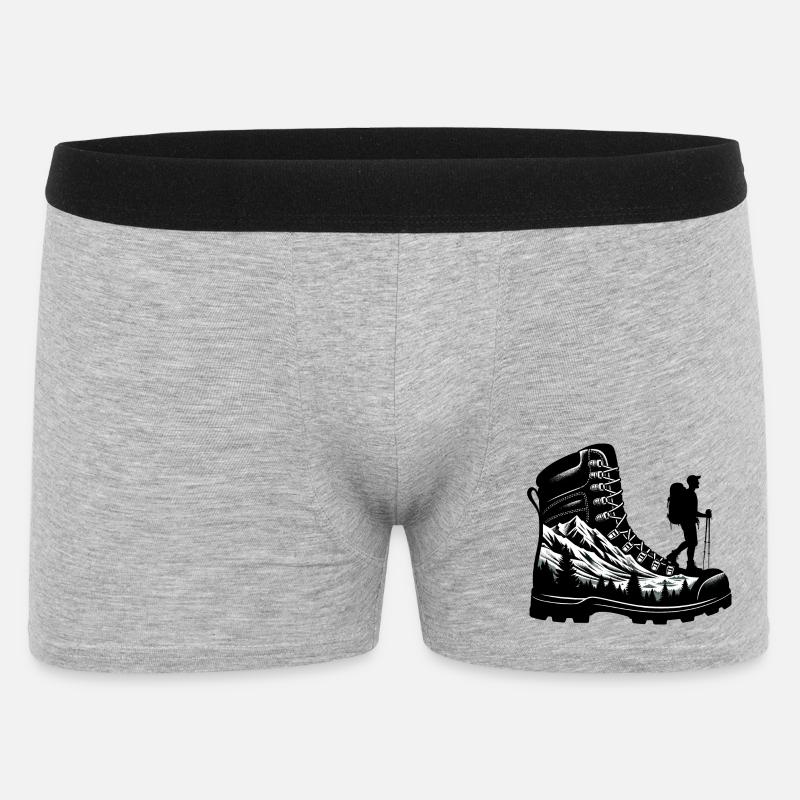 Drawing Hiker Bergwanderschuh - Männer Boxer Shorts - Grau meliert