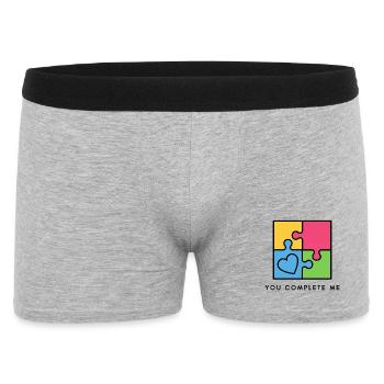 Tu me complètes, le véritable amour, la Saint-Valentin - Boxer Homme - gris chiné - Devant