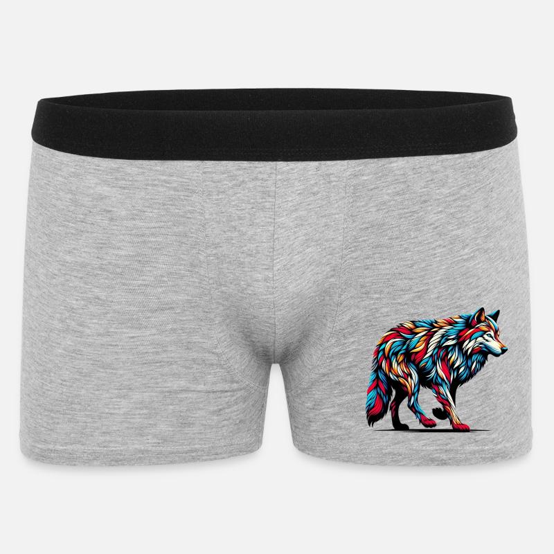 Wolf - Männer Boxer Shorts - Grau meliert
