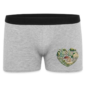 naturverbunden Leben mit einem Tiny House im Wald - Männer Boxer Shorts - Grau meliert - Vorne