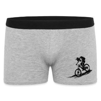 Downhill MTB Silhouette Mountain Bike Minimal - Men's Boxer Shorts - heather grey - Front