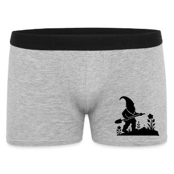 charmantes Silhouetten-Motiv eines Gartenzwergs - Männer Boxer Shorts - Grau meliert - Vorne