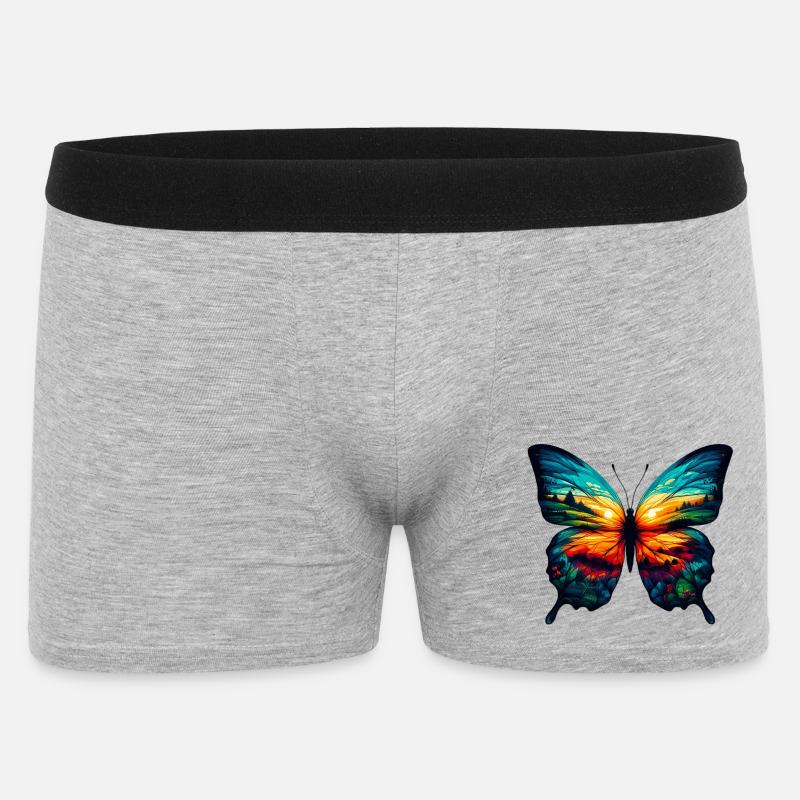 Schmetterling - Männer Boxer Shorts - Grau meliert