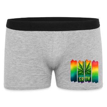 Grow Hanfblatt Brushdesign im Reggae-Stil - Männer Boxer Shorts - Grau meliert - Vorne