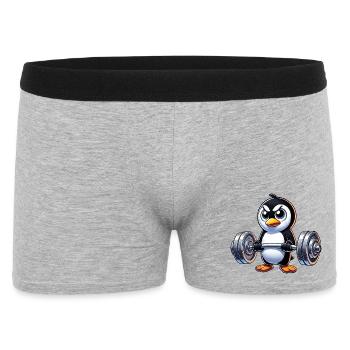 Strong Penguin Workout Dumbbell Strength Training - Men's Boxer Shorts - heather grey - Front