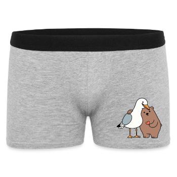 North Sea Seagull Brown Bear Friendship Love Lean - Men's Boxer Shorts - heather grey - Front