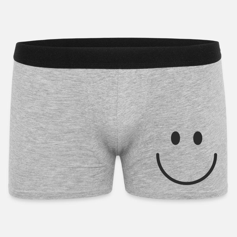 Smiley lachen lächle smile - Männer Boxer Shorts - Grau meliert
