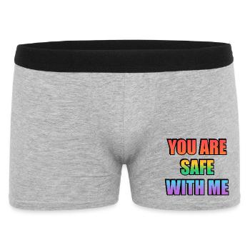 Du bist bei mir sicher, Farbverlauf - Männer Boxer Shorts - Grau meliert - Vorne
