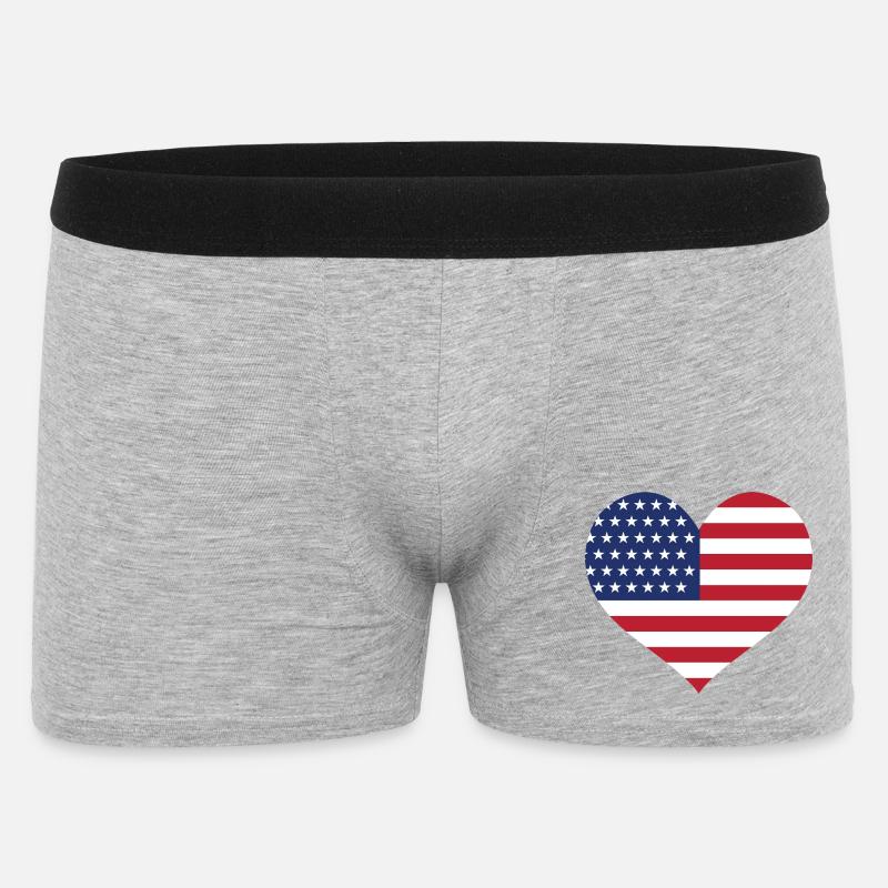 USA Flagge Herz - Männer Boxer Shorts - Grau meliert