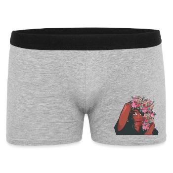 Rose Fleurs Afro Cheveux Noir Femme Cancer du sein - Boxer Homme - gris chiné - Devant