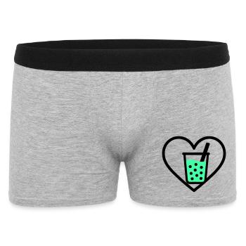 Bubble Tea Heart Boba Drink Sweet Trend - Men's Boxer Shorts - heather grey - Front