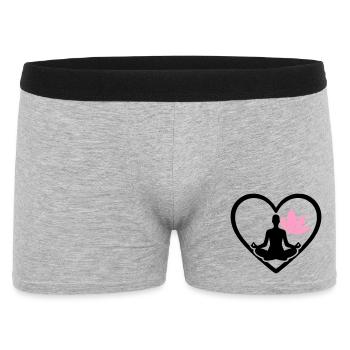 Damen Yoga Herz Silhouette Lotus Wellness - Männer Boxer Shorts - Grau meliert - Vorne