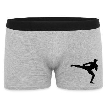 Kickboxer Silhouette  - Männer Boxer Shorts - Grau meliert - Vorne