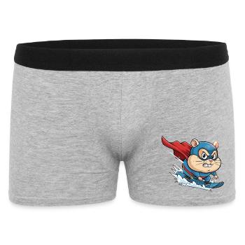 Dessin animé de super-héros hamster surf skate - Boxer Homme - gris chiné - Devant