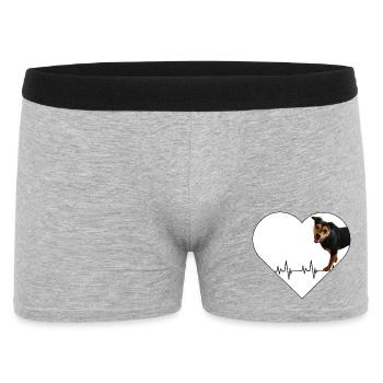 Herzschlag-Hund: Liebe mit Puls - Männer Boxer Shorts - Grau meliert - Vorne
