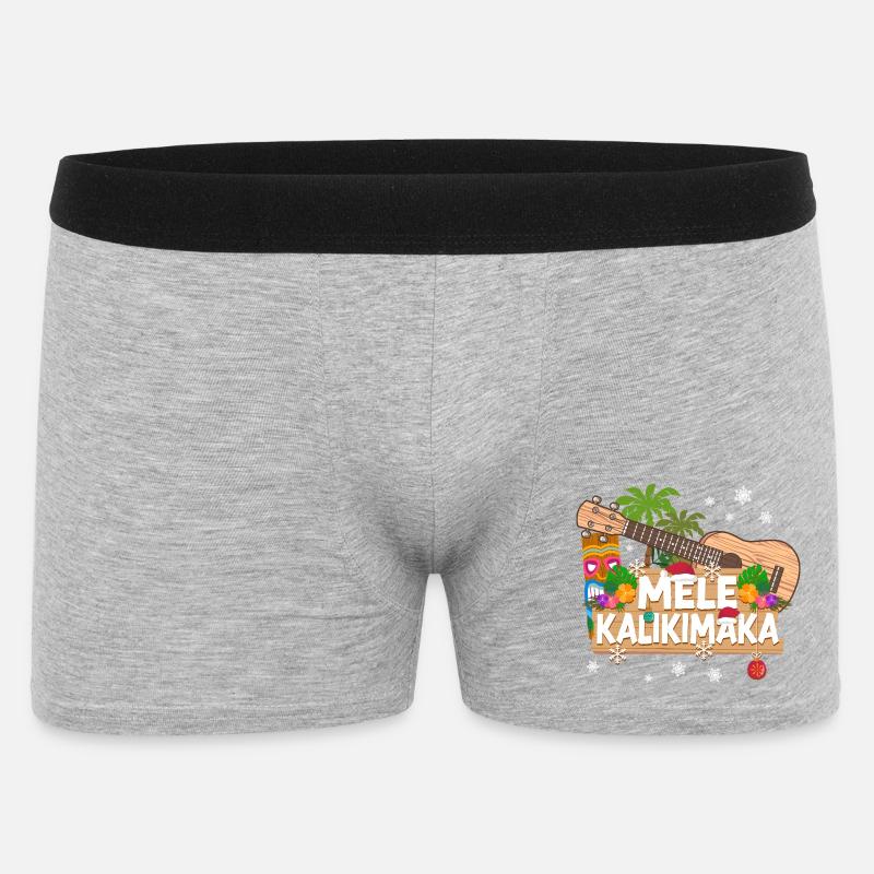 Hawaiian Ukulele Uke Christmas - Männer Boxer Shorts - Grau meliert
