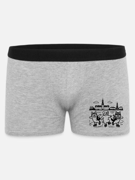 Schlittschuh Mimalistisch Line Art - Men's Boxer Shorts - heather grey
